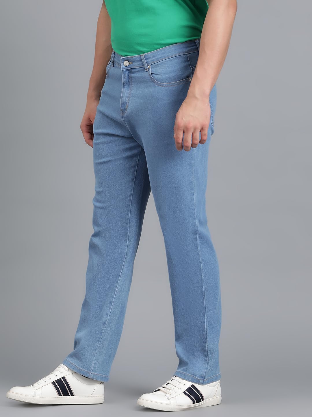 Kotty MenS Mid Rise Solid Jeans Baby Blue