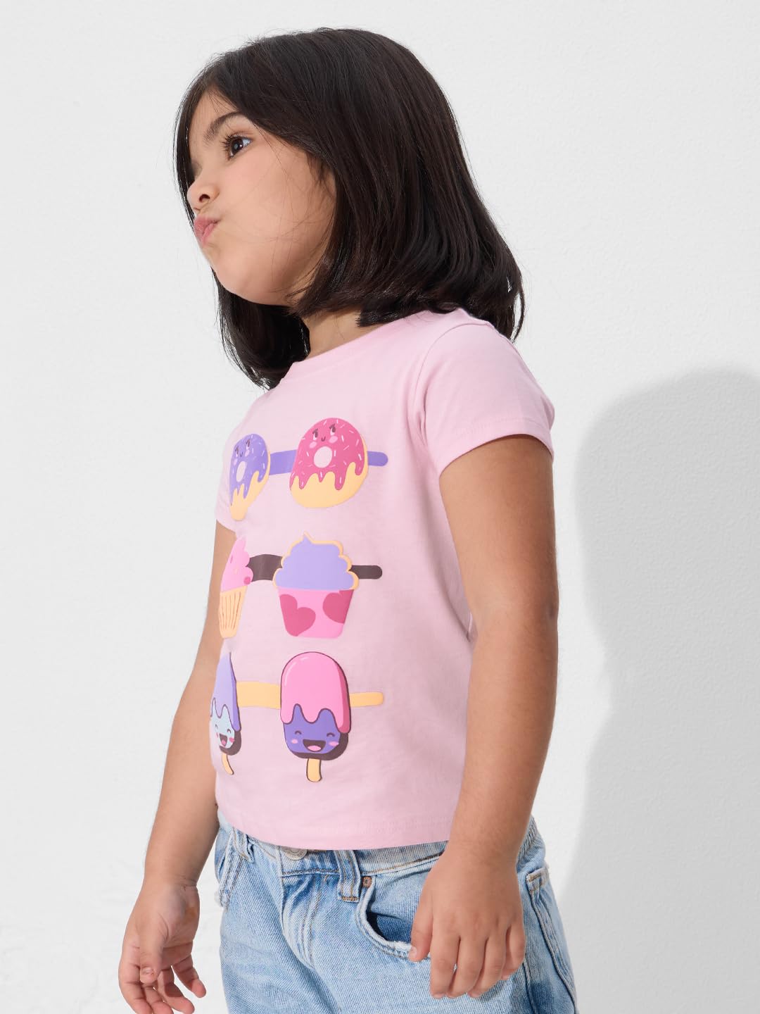 The Souled Store Sweet Wonderland Short Sleeves Round Neck Pink Printed Girls Cotton T-Shirts (2-8 Yrs)