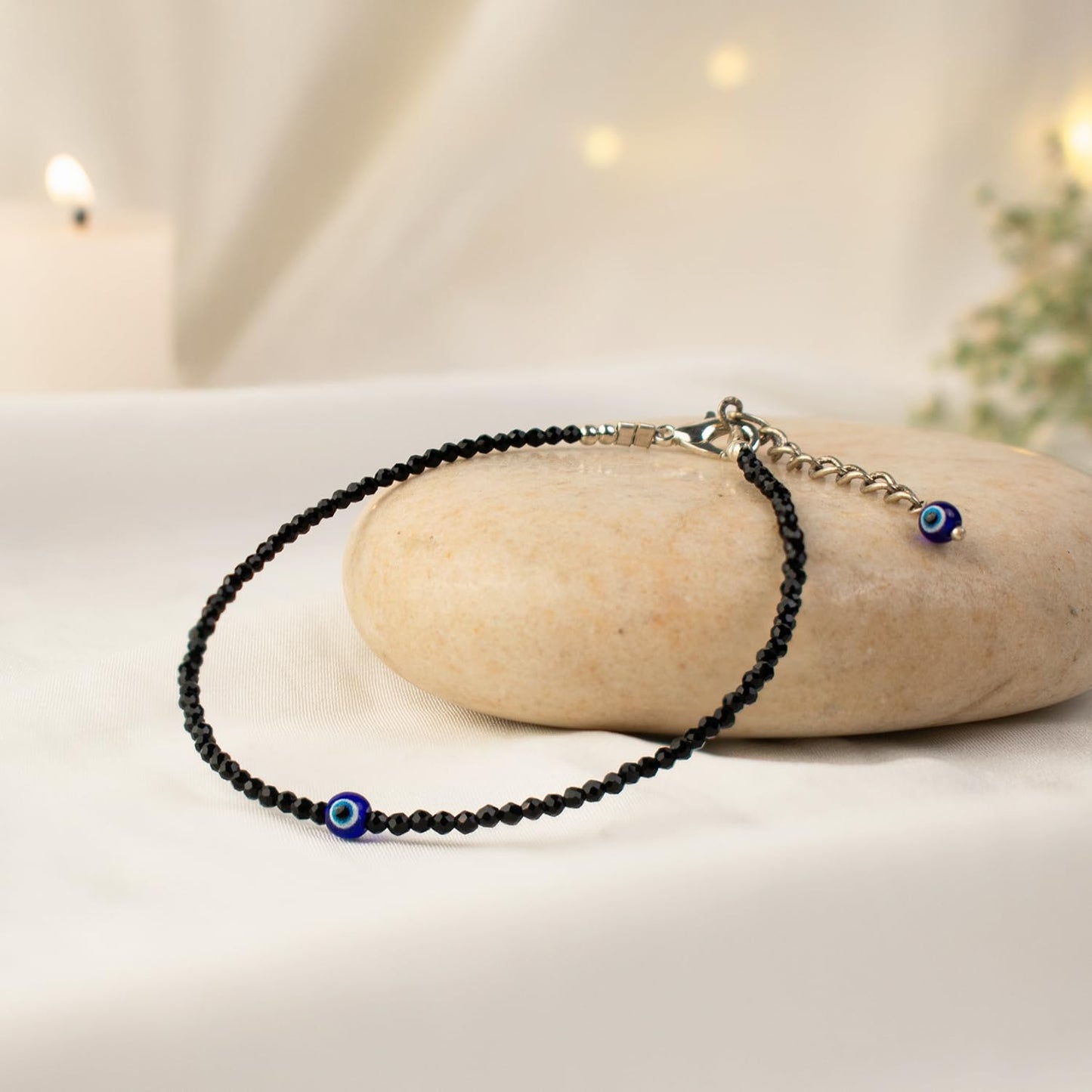 Astrotalk Evil Eye Anklet for woman with Black Tourmaline | Stone of Protection, Balance & Positivity | Spiritual Anklet for Women | Best Gift for Woman | Spiritual Jewellery for Women | Valentine Gift for Girlfriend