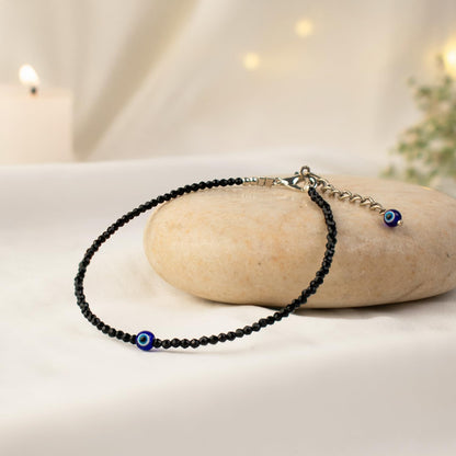 Astrotalk Evil Eye Anklet for woman with Black Tourmaline | Stone of Protection, Balance & Positivity | Spiritual Anklet for Women | Best Gift for Woman | Spiritual Jewellery for Women | Valentine Gift for Girlfriend