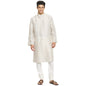Fabindia Men Collar Linen Blend Woven Long Kurta Chinese_XS Natural