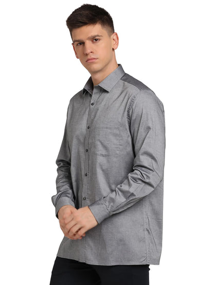 Turtle Men 100% Cotton Grey Solid Regular Fit Formal Shirt