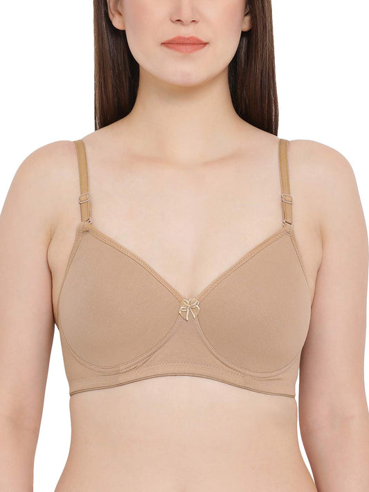 Clovia Cotton Padded Non-Wired Multiway T-Shirt Bra (Br1049P24_Beige_34D)
