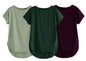 Fabricorn Combo Of Three Plain Bottle Green, Sage Green And Wine Round Neck Up And Down Cotton Tshirt For Women (Bottle Green, S