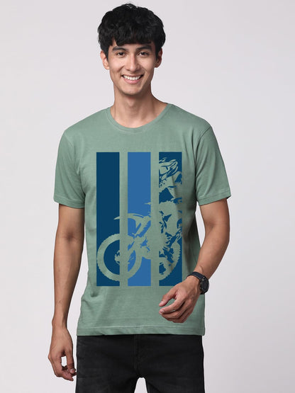 ADRO Men's Bike Rider Printed Cotton T-Shirt (RN23-M-BIK-PT_Pista)