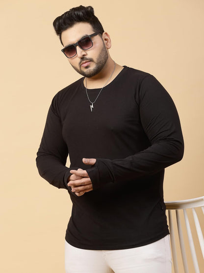 Rigo Plus Size Thumbhole-Long Sleeve T-Shirts for Men | Round Neck Plus Size Cotton Mens Tshirt | Casual, Stylish, Solid T-Shir