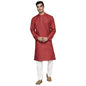 Fabindia MenS Silk Embroidered Comfort Kurta_Red_S