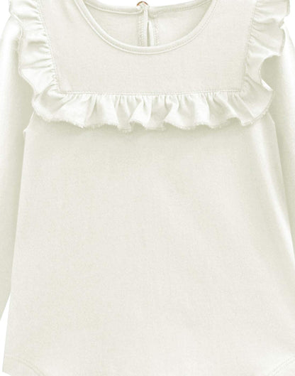 A.T.U.N. (ALL THINGS UBER NICE) Girls Solid Regular Full Sleeve T-Shirt Cream