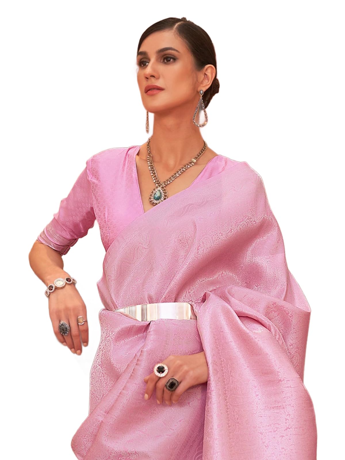 Madhuhansh WomenS Pure Kanjivaram Silk Saree With Unstitched Blouse Piece Soft Silk Fabric Jacquard And Zari Woven Stylish Sari