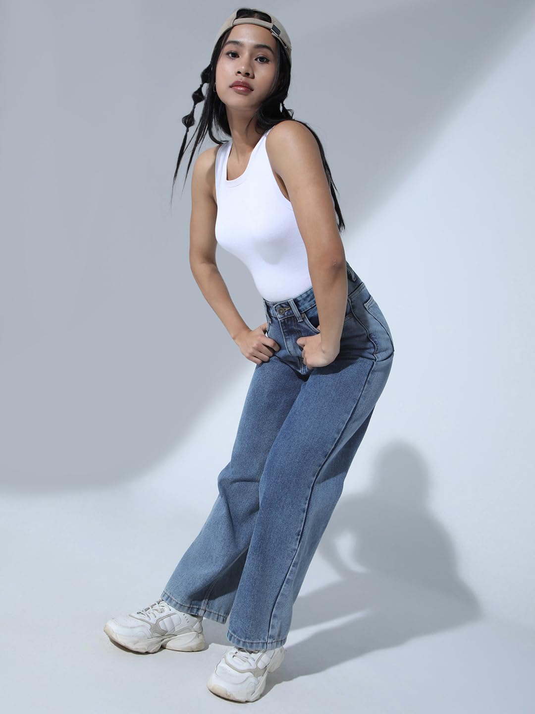 Hubberholme Women Blue Cotton Relaxed Fit High-Rise Jeans
