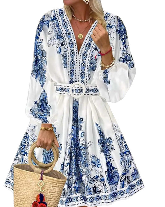 Noble Monk Women One Piece Dress | Floral Pattern | Fit And Flared Frock For Women