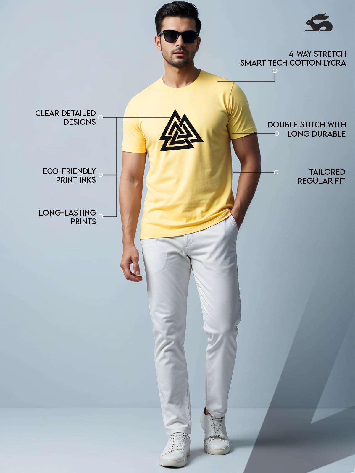 ADRO Triangle Mens Printed T-Shirt (RNR-M-TKT-LY_Light Yellow)