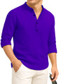 Deelmo MenS Cotton Blend Solid Regular Fit Full Sleeve Short Kurta | MenS Trendy Short Kurta Royal Blue