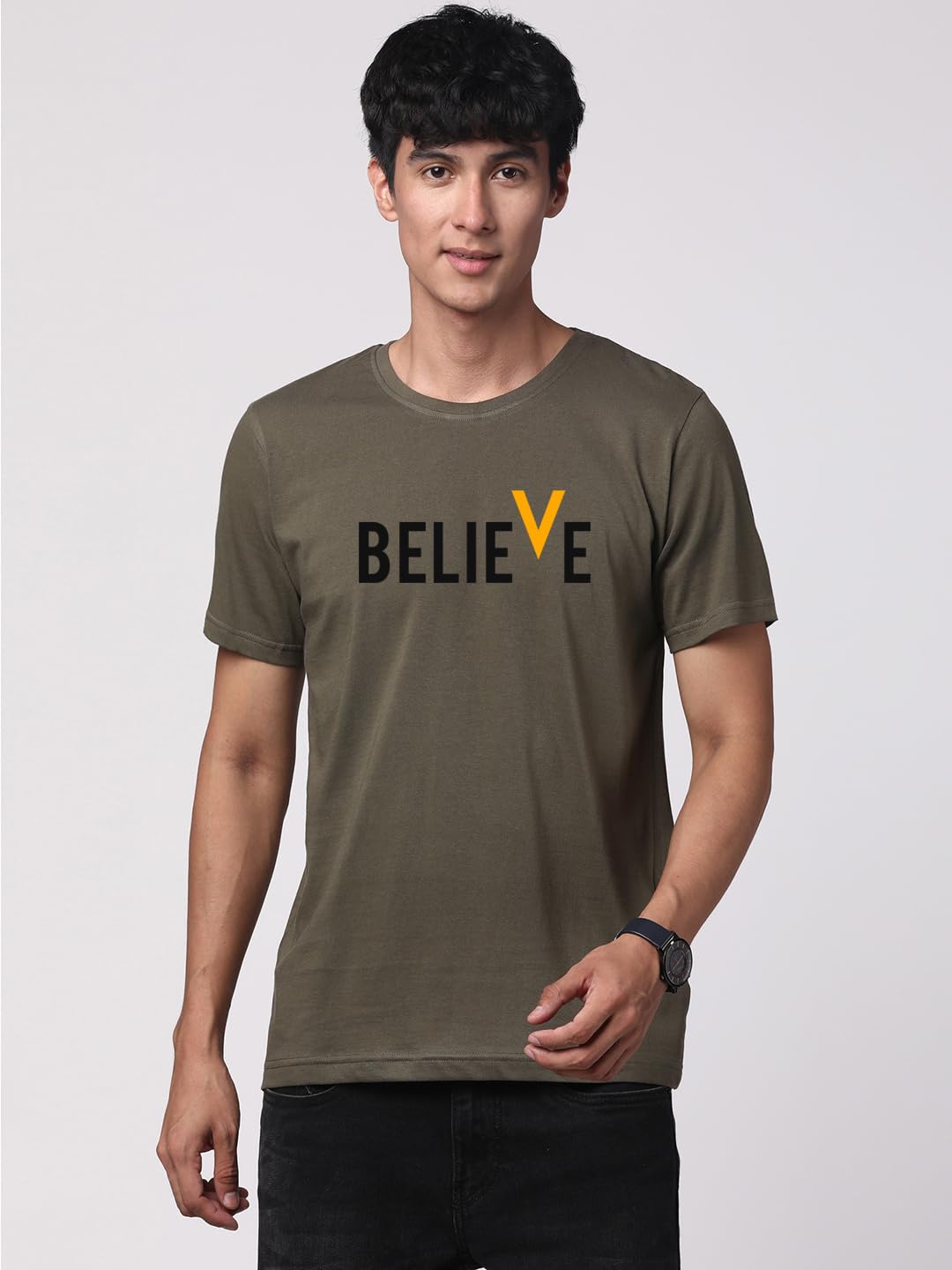 ADRO Men's Believe Design Printed T-Shirt (2XL)