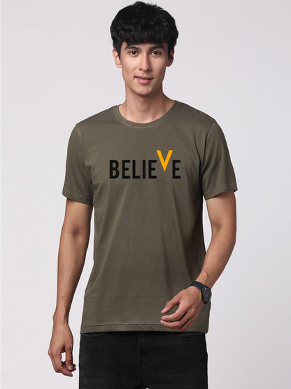 ADRO Men's Believe Design Printed T-Shirt (S)