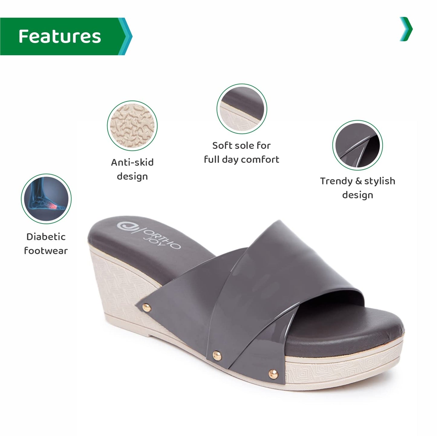 Ortho Joy Fancy Doctor Slippers | Soft Chappal For Women | Comfortable Wedges Sandals For Women Stylish