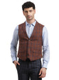 Turtle Men Brown Polyviscose Self Design Casual Waist Coat
