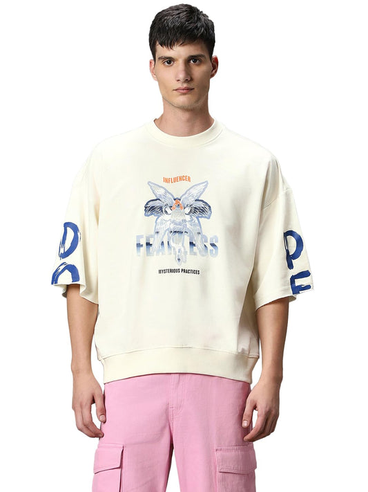 Bewakoof Mens Graphic Printed Super Loose Fit Sweatshirt_597135_Pink_XL