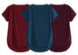 Fabricorn Combo Of Three Plain Maroon, Airforce Blue And Wine V-Neck Up And Down Cotton Tshirt For Women (Maroon, Airforce Blue,