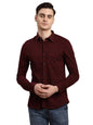 Turtle Men Knitted Ultra Slim Fit Maroon Printed Full Sleeve Party Shirt