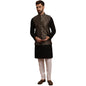 SOJANYA (Since 1958 Men's Cotton Black Kurta and White Pyjama With Black Silk Nehru Jacket