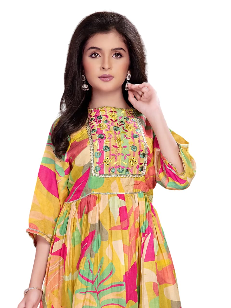 White Button new peplum yellow kids palazzo set for girl dress