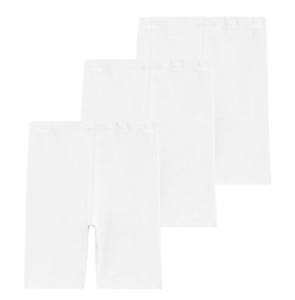 Kyda Kids GirlsS Stretchable Anti Bacterial Cycling Shorts, Yoga & Workout Gym Shorts (Pack Of 3) White