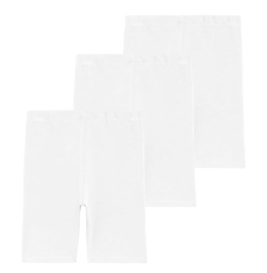 Kyda Kids GirlsS Stretchable Anti Bacterial Cycling Shorts, Yoga & Workout Gym Shorts (Pack Of 3) White