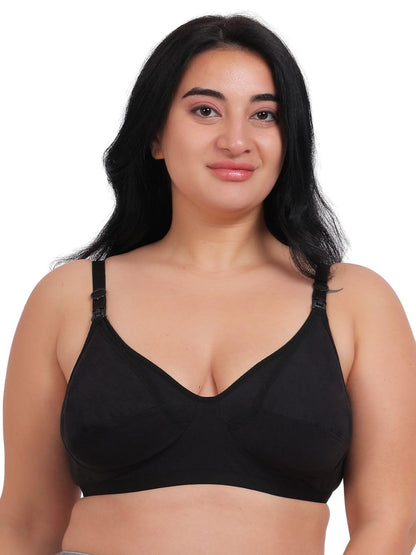 Fabme WomenS Cotton Non-Padded Wire Free Maternity Bra Black