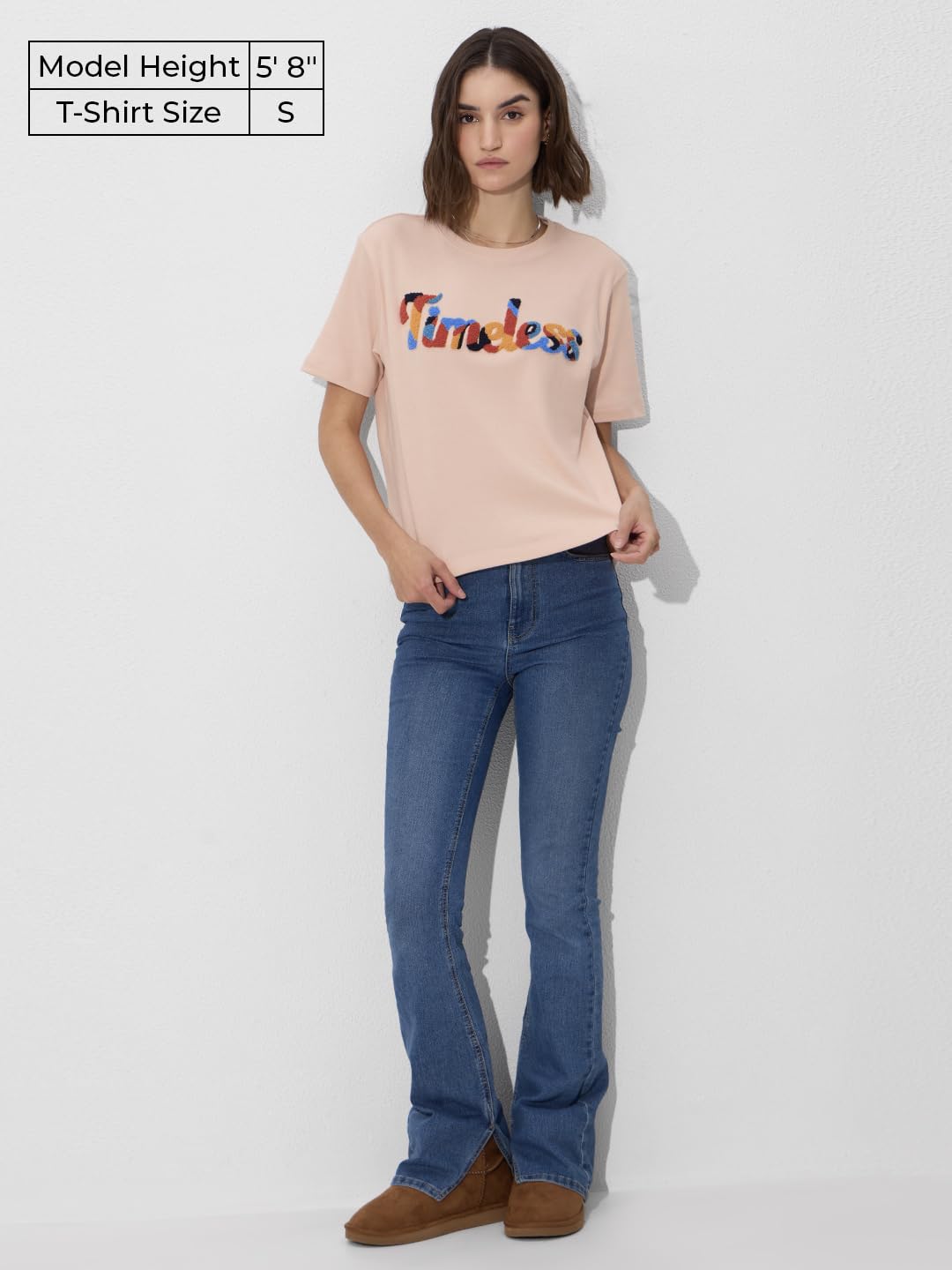 The Souled Store Originals: Timeless Women and Girls Short Sleeves Round Neck Cotton Relaxed Fit T-Shirts Pink