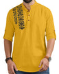 Finivo Fashion MenS Regular Fit Cotton Blend Kurta Shirt | Full Sleeve Ethnic Shirt With Mandarin Collar And Button Placket | C