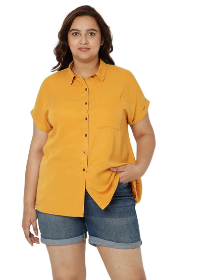 Vero Moda Curve Regular Fit Shirt(240899502_Winter Moss/Sunflower_Xl)