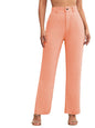 Toochki Womens Regular Fit High Rise Solid AnkleSpandex Length Regular Trouser Pant Light Peach