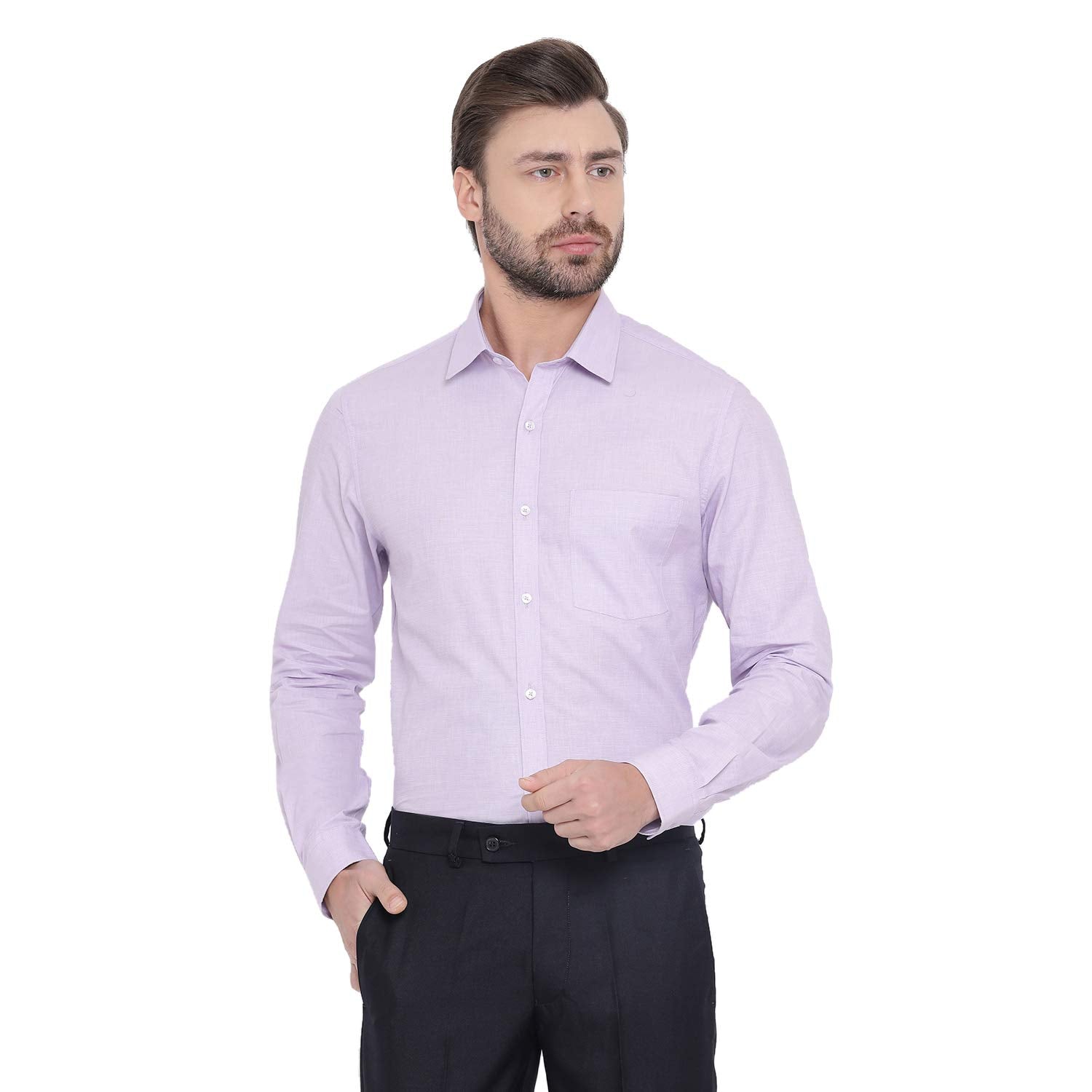 Turtle Men Cotton Mauve Slim Fit Solid Shirts