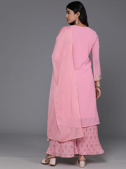 Libas WomenS Georgette Kurta Sets (48390_Pink