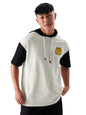 The Souled Store Garfield: Guarding Me? Men and Boys White and Black Graphic Print Short Sleeve Pull On Oversized Fit Hooded T-S