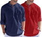 Hemrin Combo Of Men Solid Cotton Blend Straight Kurta Shirt Pack Of 2
