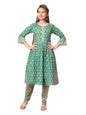 Aarika Girls Rama Colour Cotton Printed Kurti Pant Set (KP-K-462-RAMA-32)