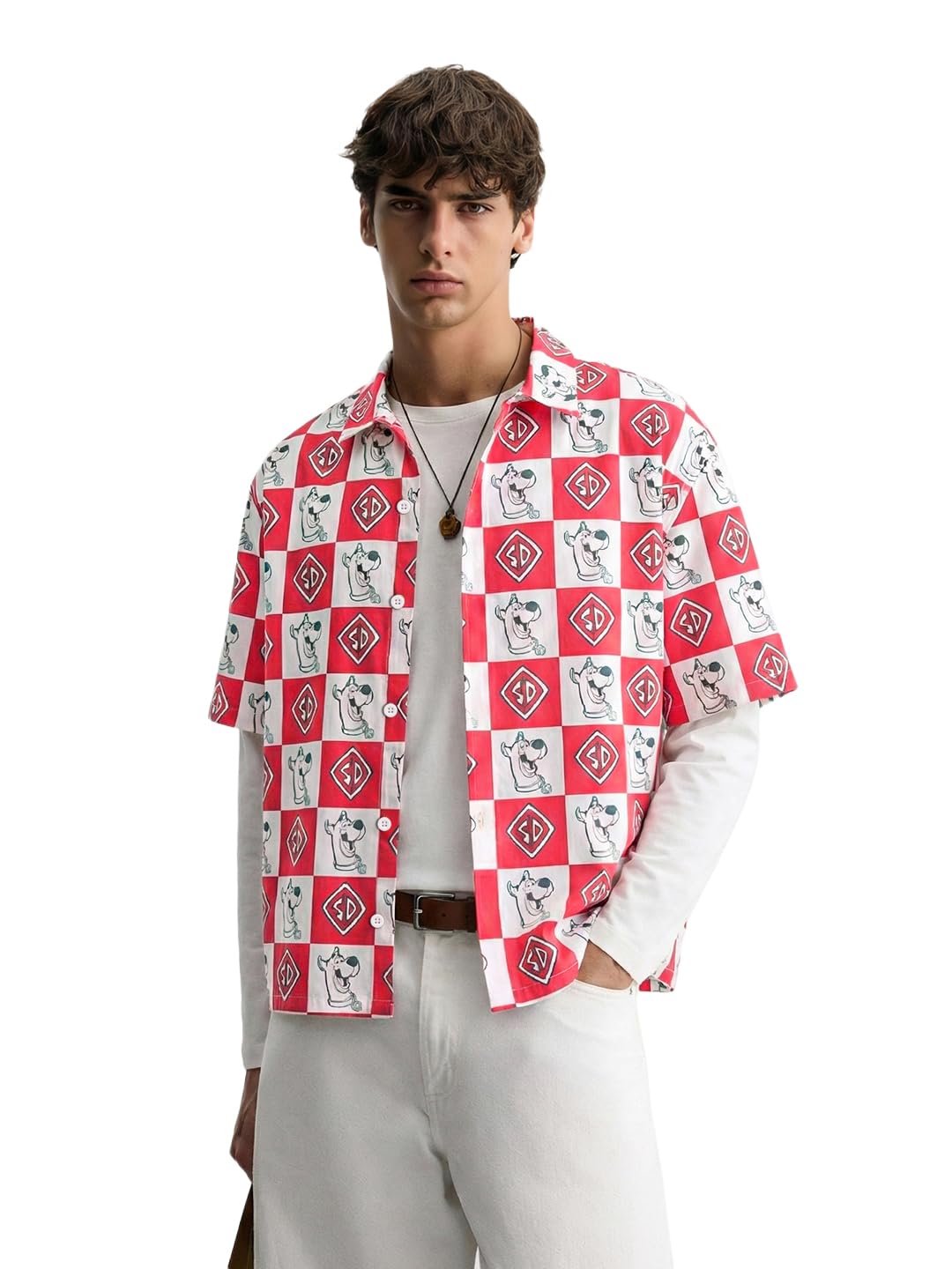 The Indian Garage Co Mens Boxy Fit Character Cutaway Collar Half Sleeves Street Shirt