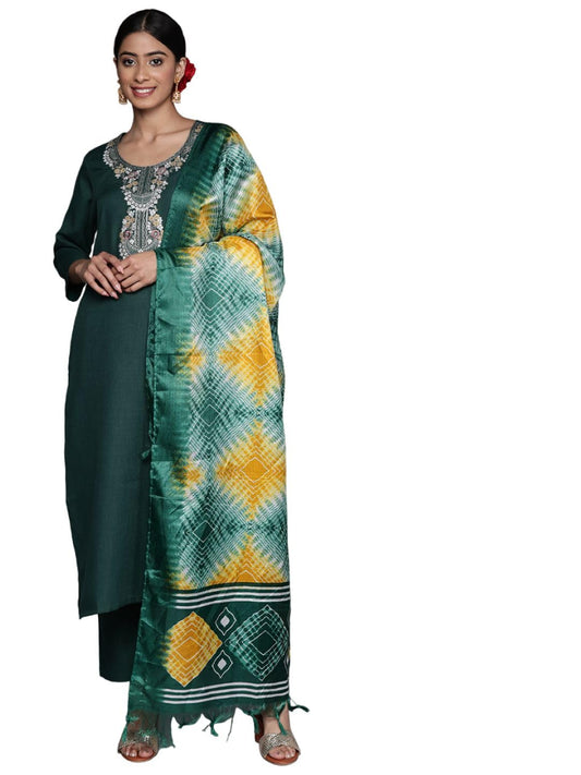 VARANGA Women's Cotton Blend Kurta set (NV_VSKD31157_VARDUP1170_Green