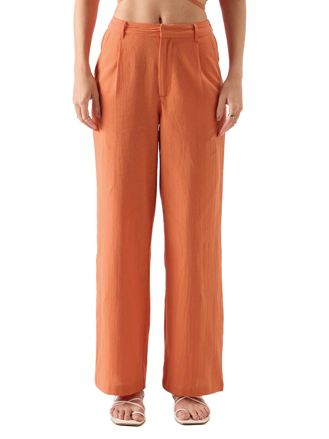 The Souled Store Solids: Rust Women Pants Pants Trousers Jeans Chinos Joggers Cargo Sweatpants Track Bottoms Slim Fit Straight L