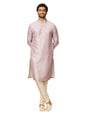 Manyavar Mens Pink Art Silk Self Design Kurta Pyjama Set