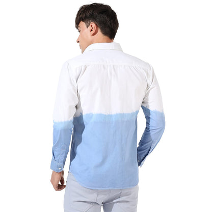 Campus Sutra Mens White Colourblocked Button Up Collared Shirt for Casual Wear | Shirt Crafted with Regular Sleeve, Comfort Fit