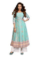 rangita Turquoise Chanderi Anarkali Embroidered Calf Length Kurti | Kurta for Women