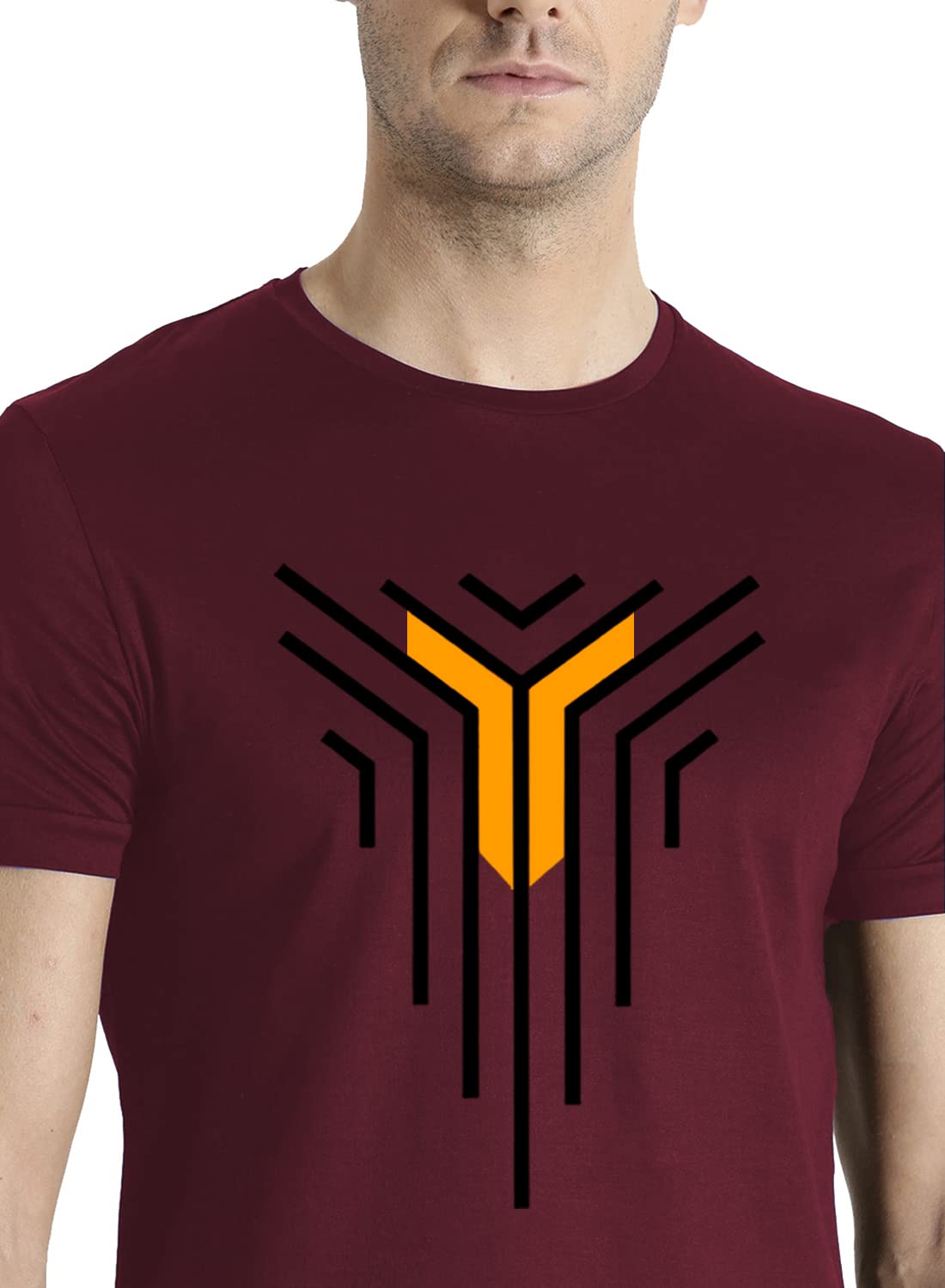 ADRO Men's Graphic Design Printed T-Shirts (RNR-M-LNL-MR_Maroon)