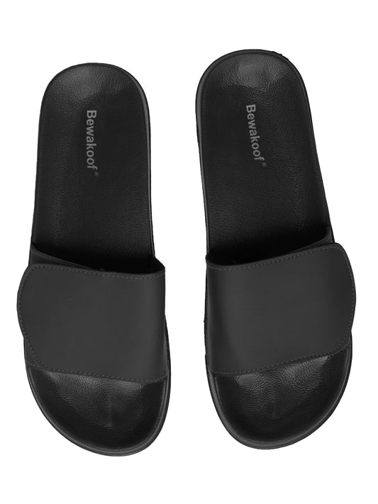 Bewakoof Mens Black Adjustable Velcro Sliders_481910_Black_UK10