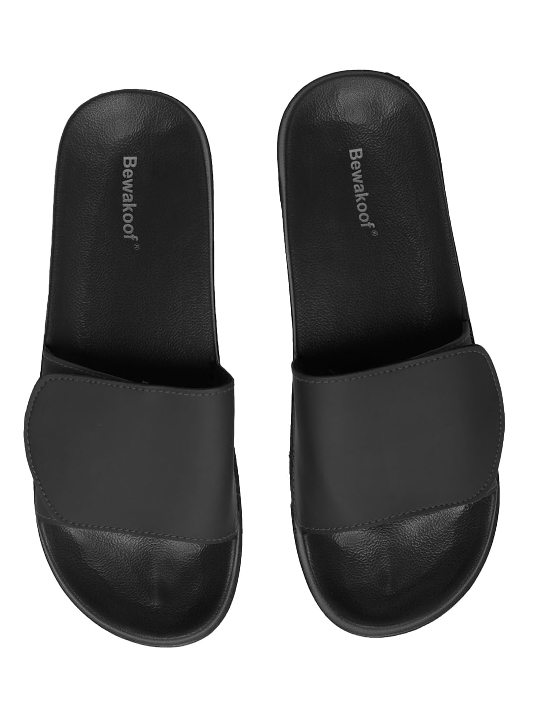 Bewakoof MenS Black Adjustable Velcro Sliders_481910_Black_Uk8