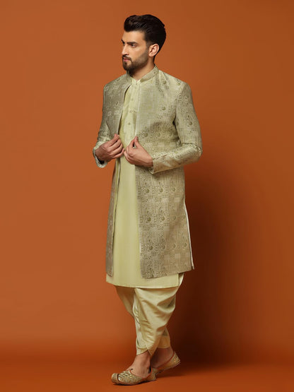 Kisah Sherwani Set For Men  Silk Blend Jacquard Embroidered Indo Western Sherwani With Kurta And Dhoti | Designer Ethnic Outfit