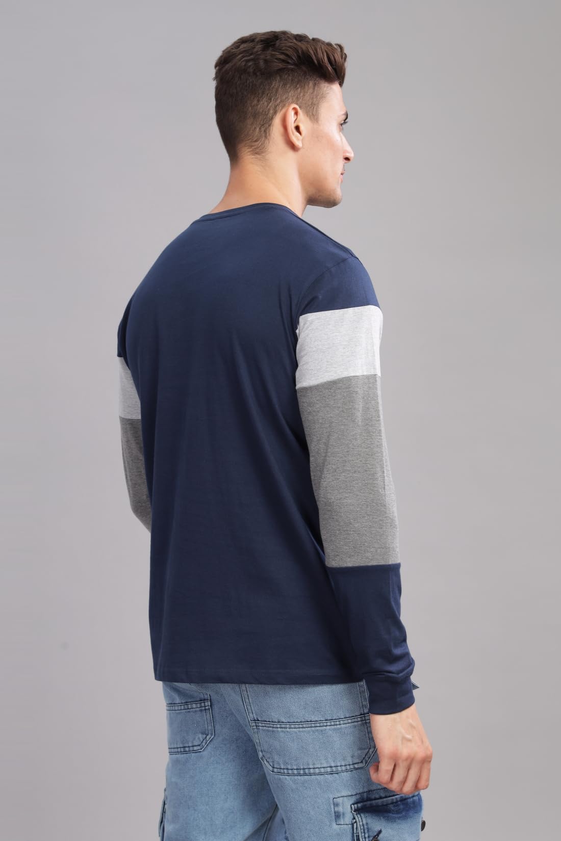 ADRO Full Sleeve Tshirt for Men | Colorblock T Shirt for Men | 100% Cotton Tshirt | Full Sleeve T-Shirt | Mens Full Sleeves T Sh