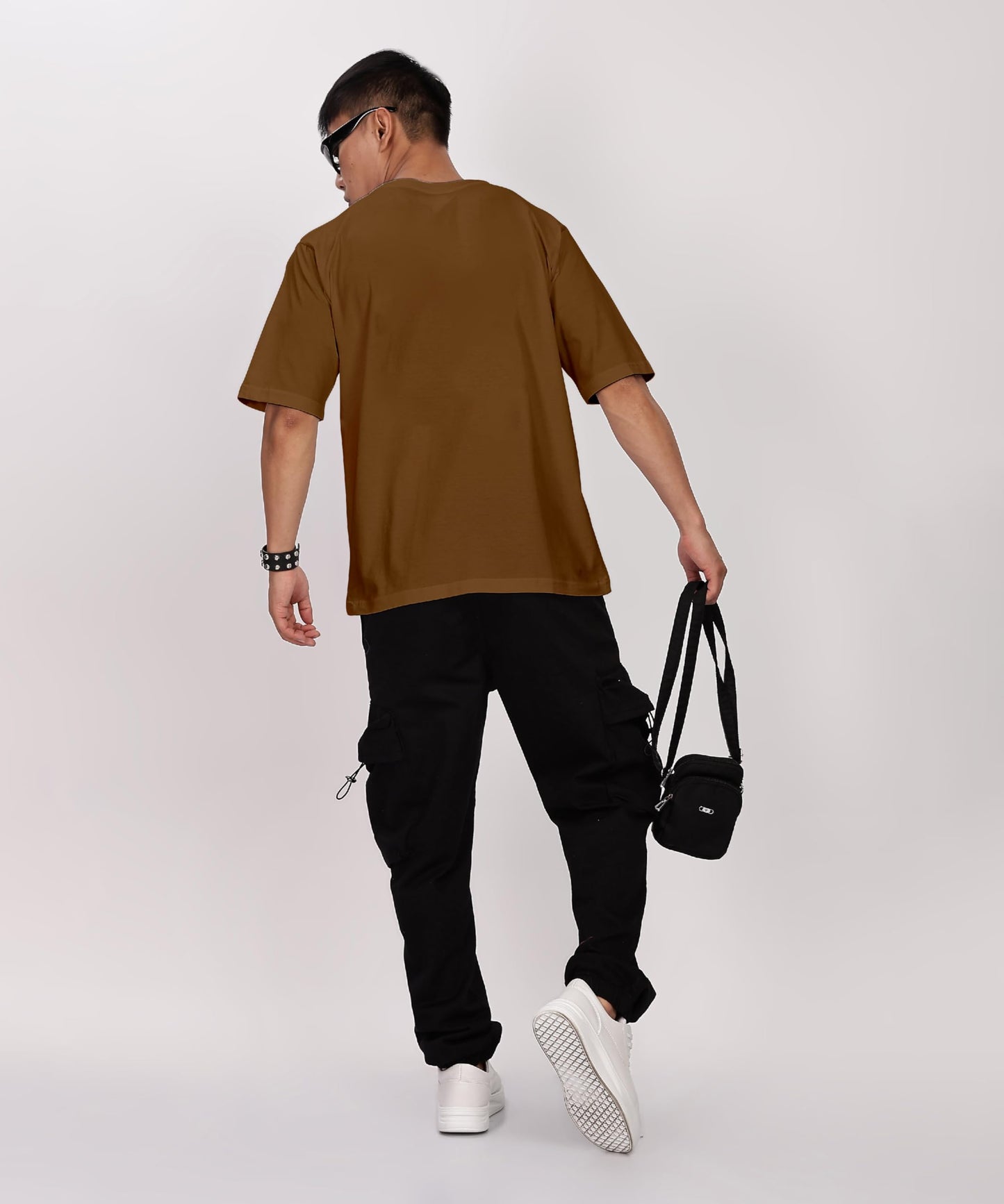 SHODOX Mens 100% Cotton Oversized Half Sleeve Tshirt for Men - Drop Shoulder Front and Back Printed Round Neck Tshirts, Relaxed